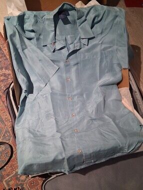 Light Blue Short-Sleeve Casual Button-Down Shirt